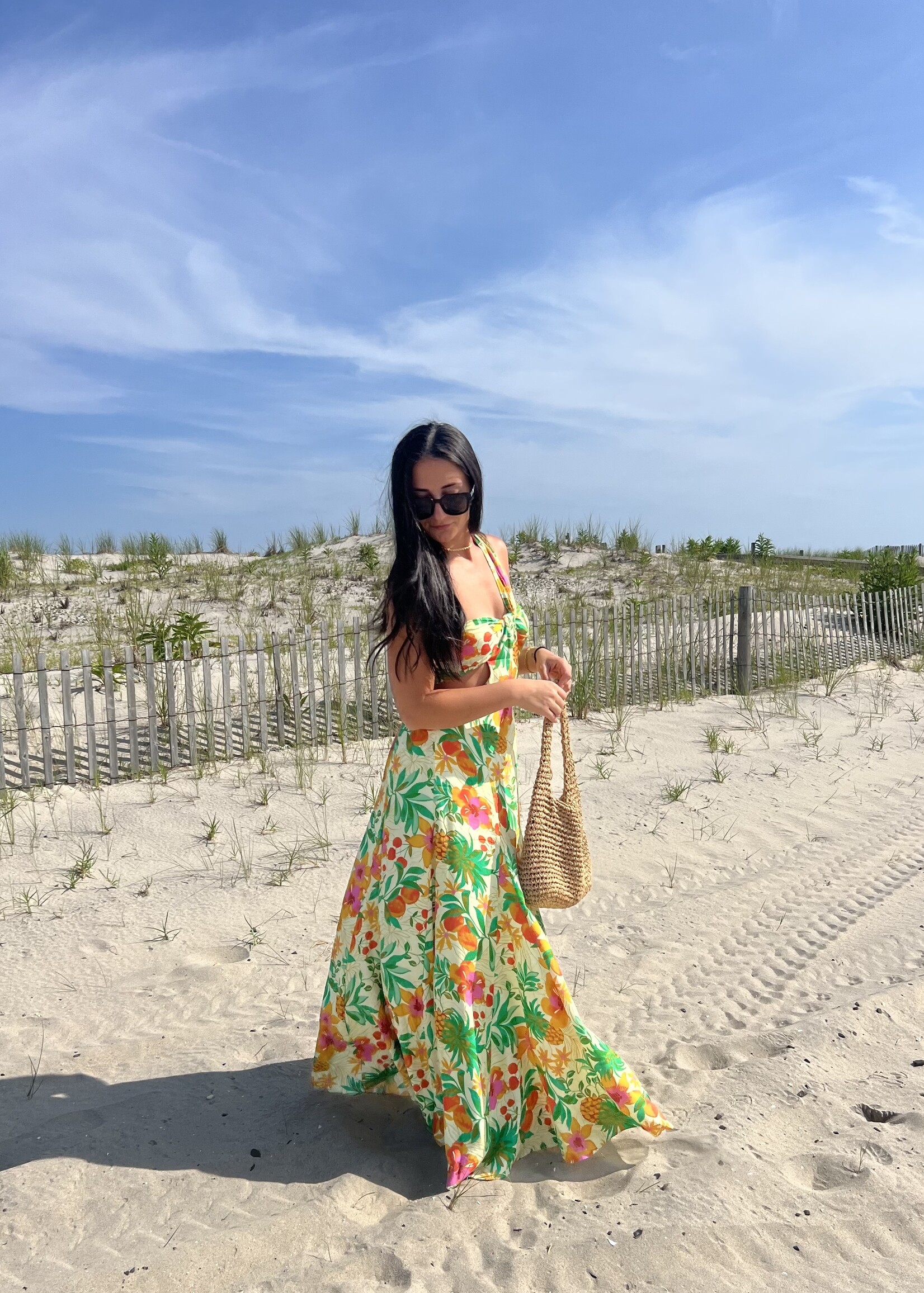 ASTR The Label Orange Green Mezcal Dress