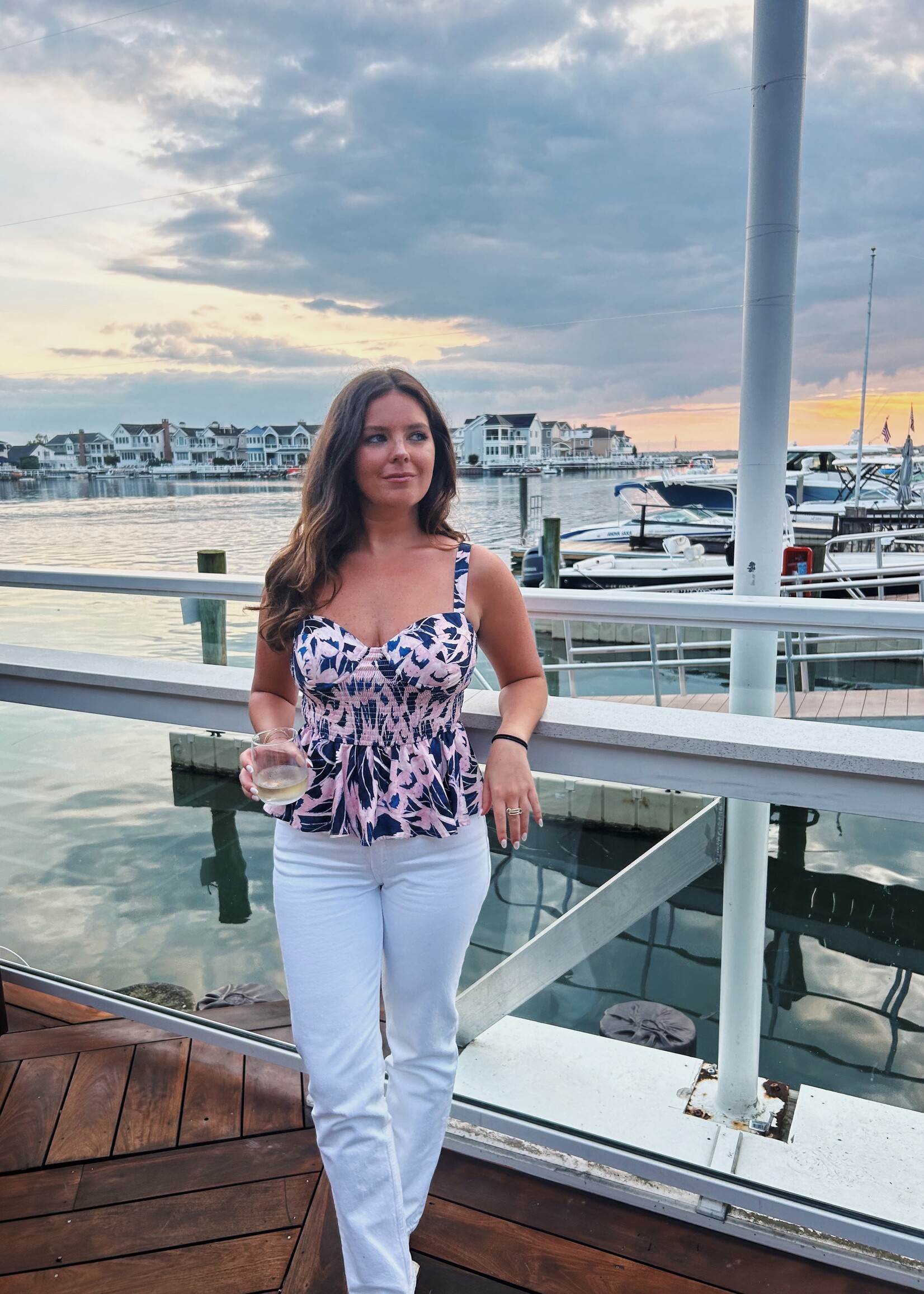 Navy Pink Ramsey Top