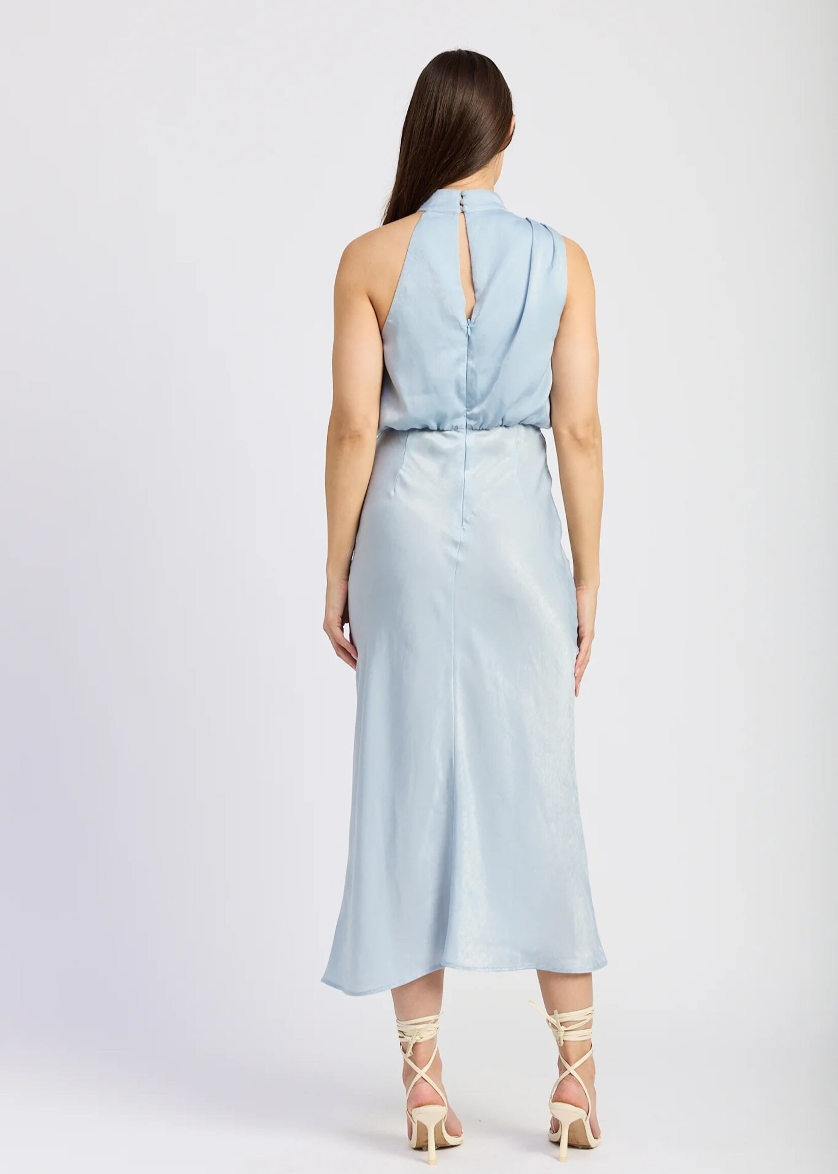 En Saison Blue Ani Satin Cowl Dress
