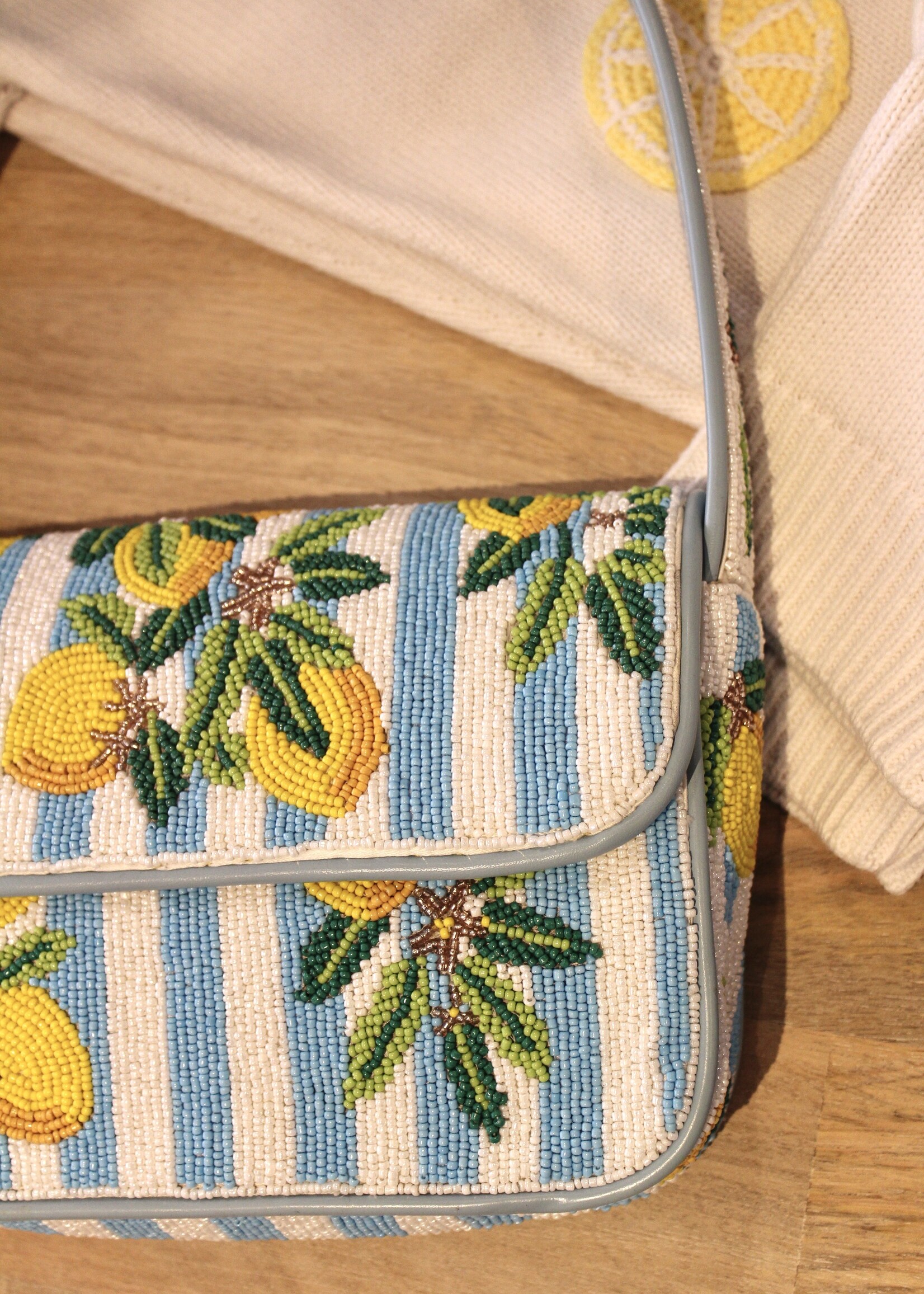 Limoncello Stripe Beaded Bag