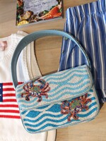 Crabby Waves Beaded Shoulder Bag