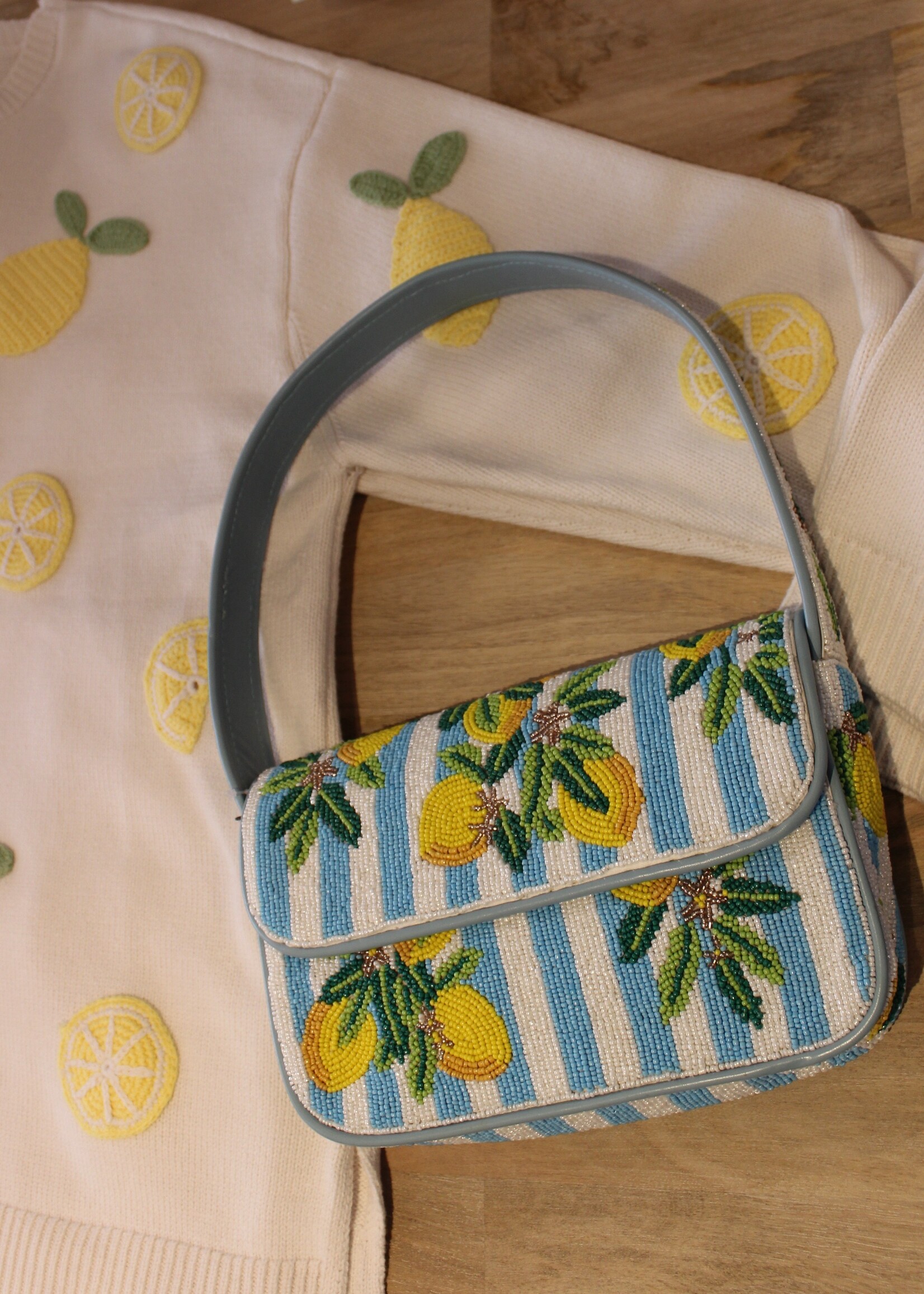 Limoncello Stripe Beaded Bag