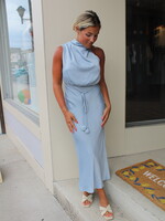 En Saison Blue Ani Satin Cowl Dress