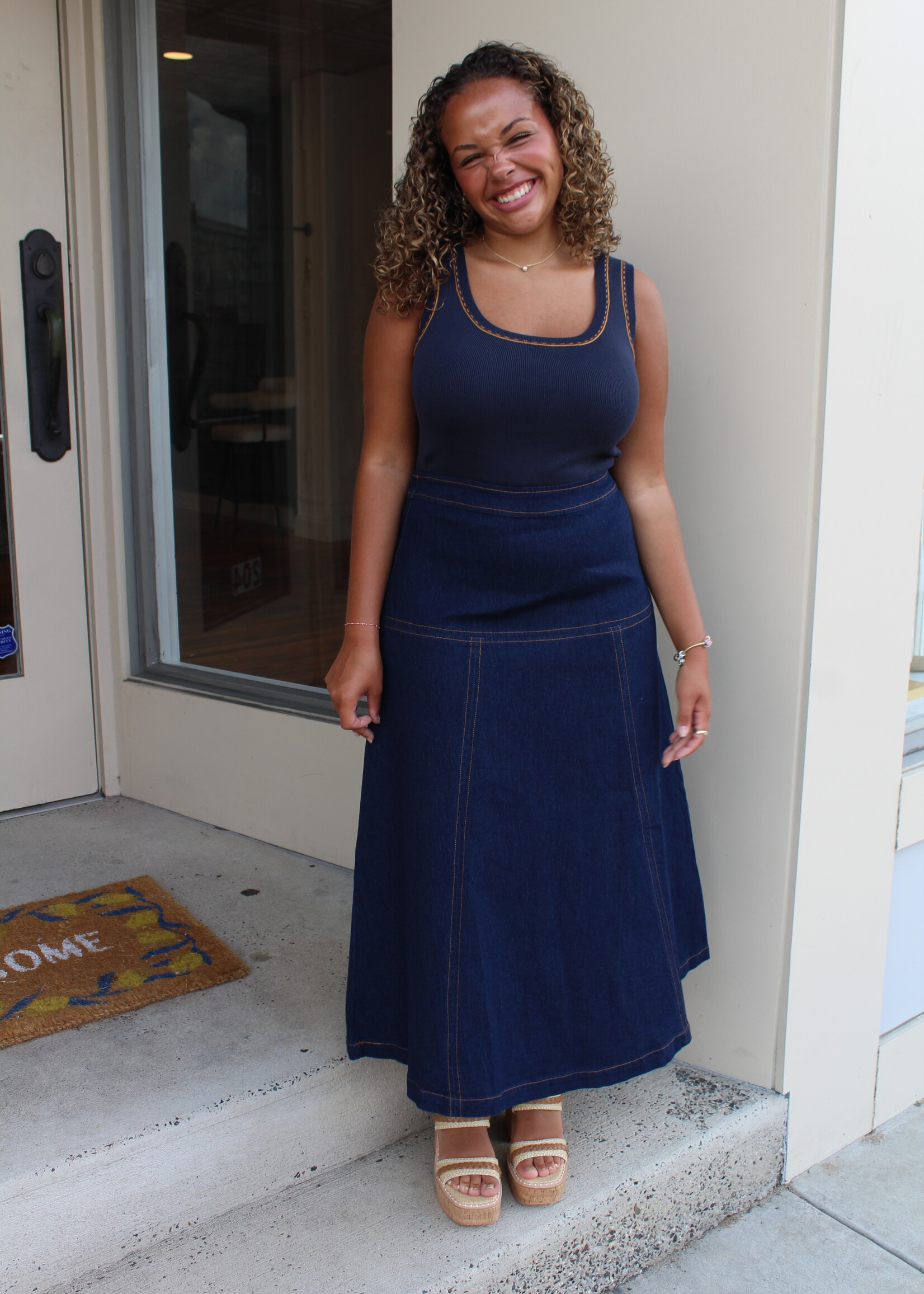 Mix Media Denim Dress