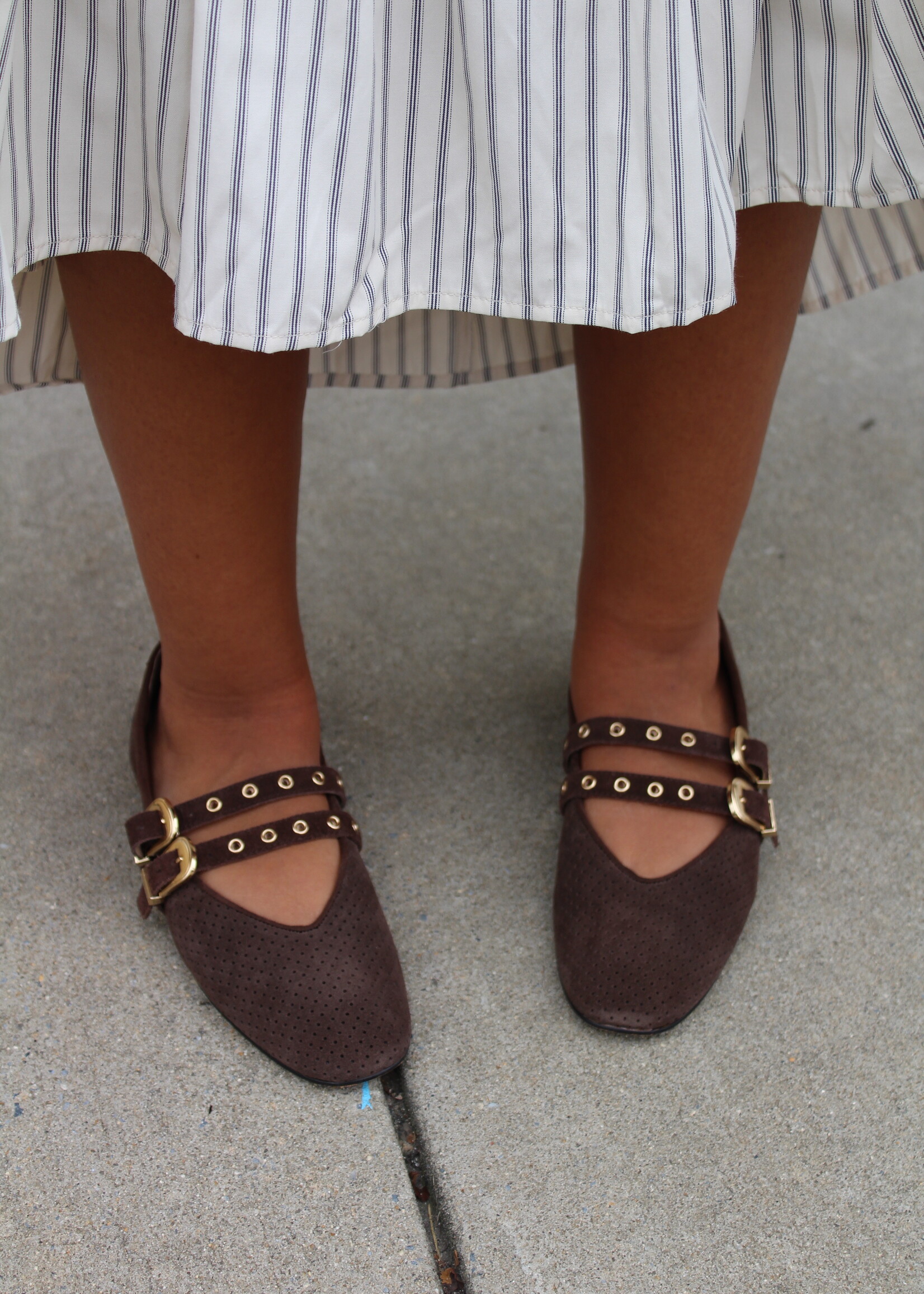 Brown Suede Baylee Grommet Flat