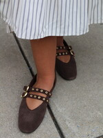 Brown Suede Baylee Grommet Flat