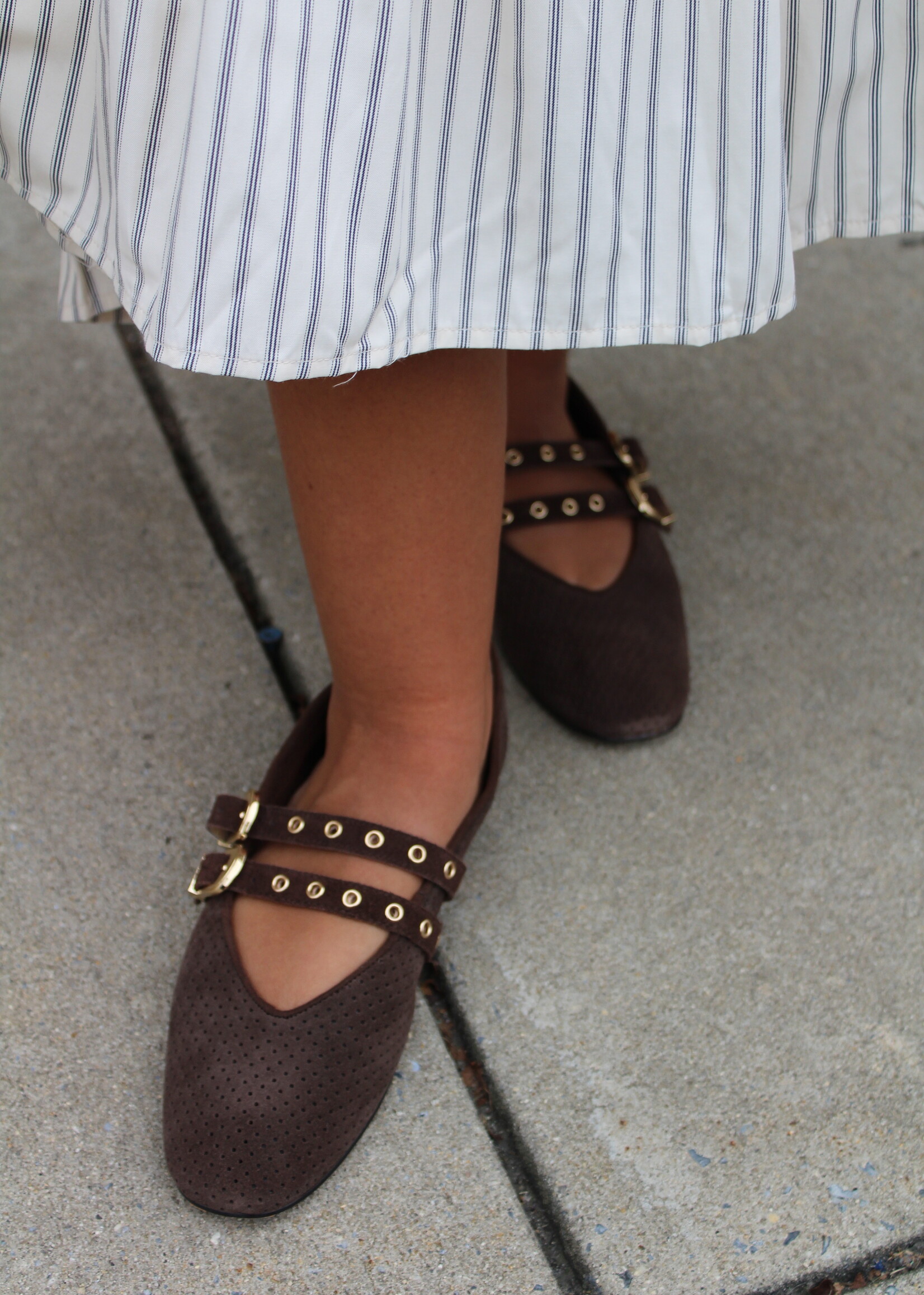 Brown Suede Baylee Grommet Flat