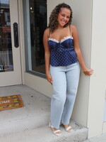 For Love & Lemons Navy Babette Top