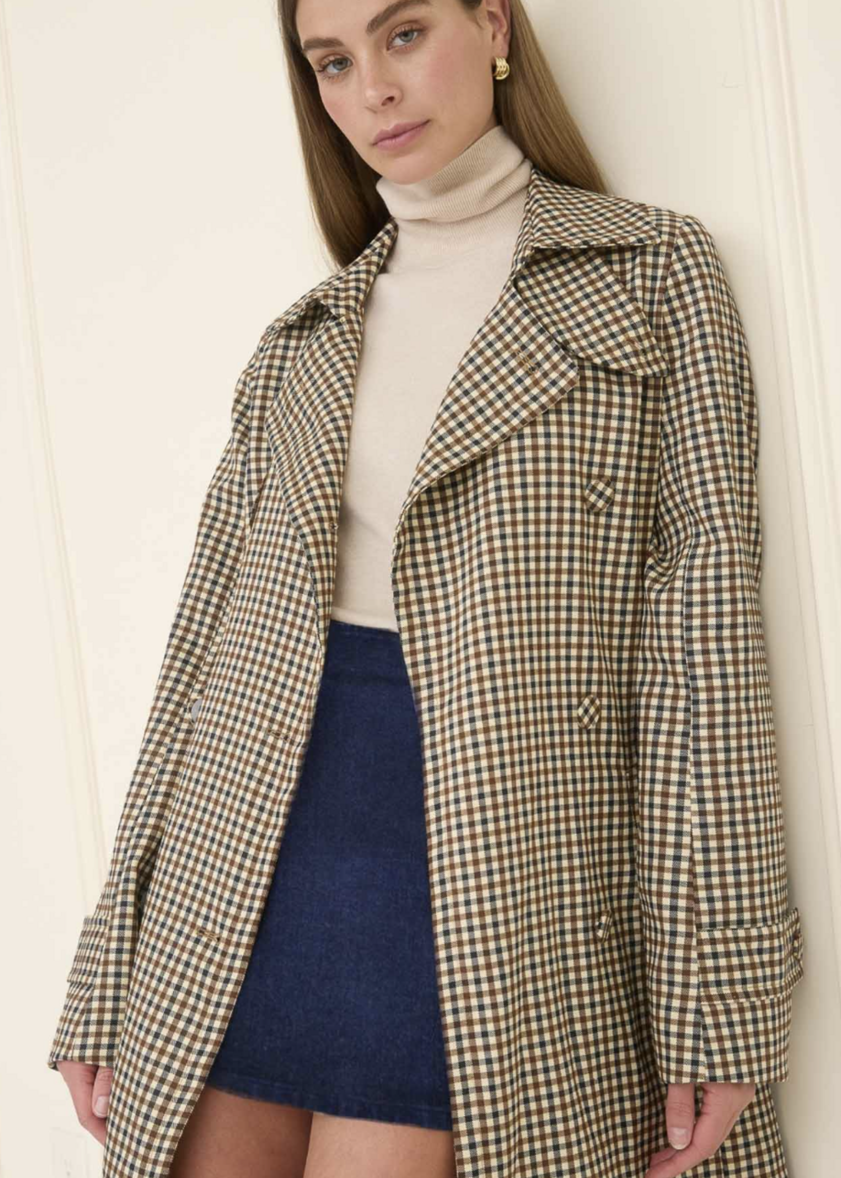Plaid Trench Coat