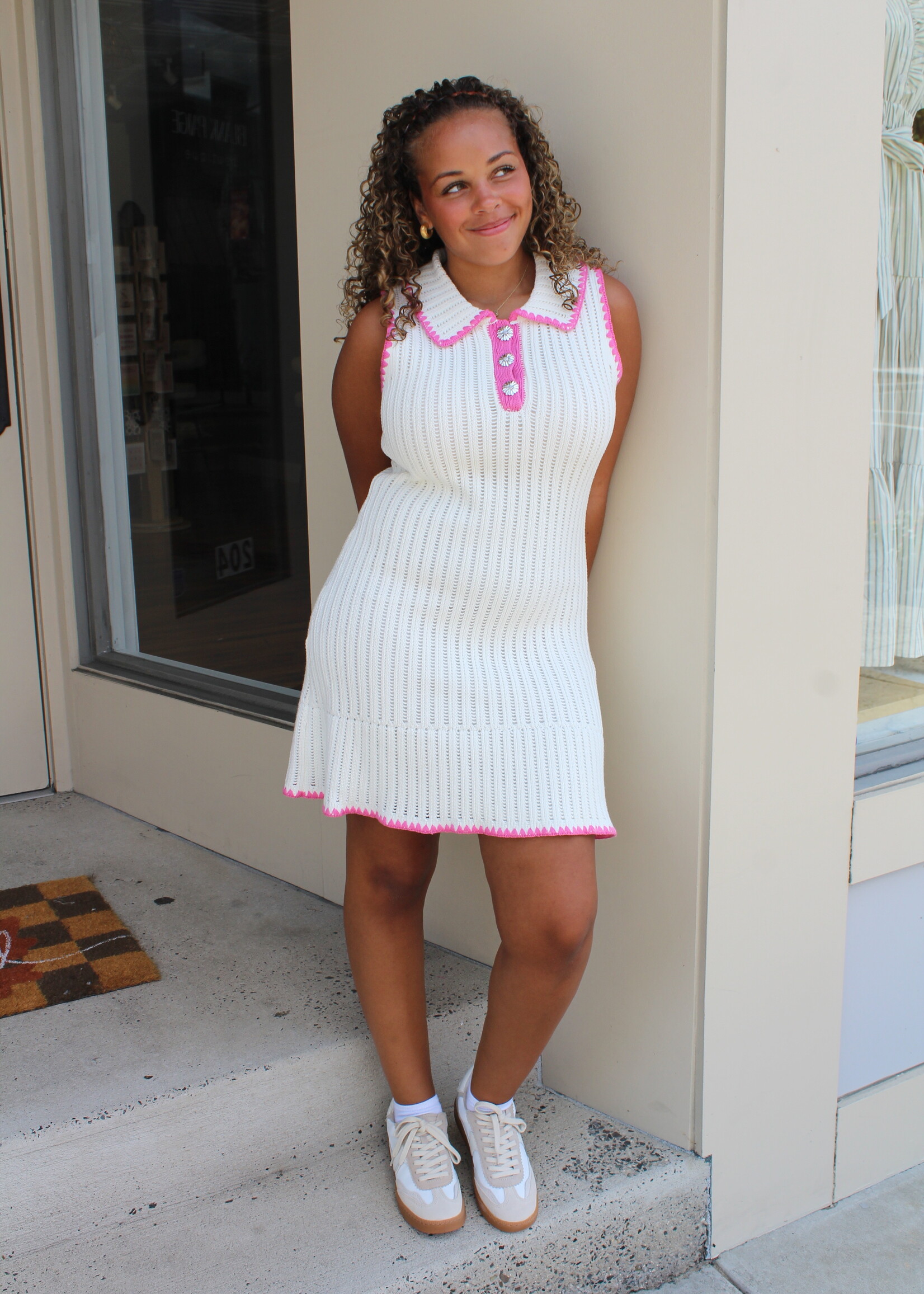 En Saison Pink Stitch Mini Dress