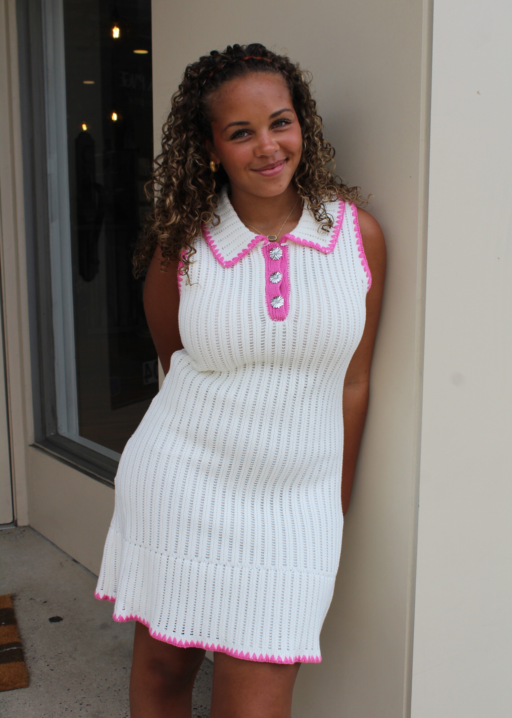 En Saison Pink Stitch Mini Dress