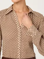 ASTR The Label Brown Plaid Laurel Top