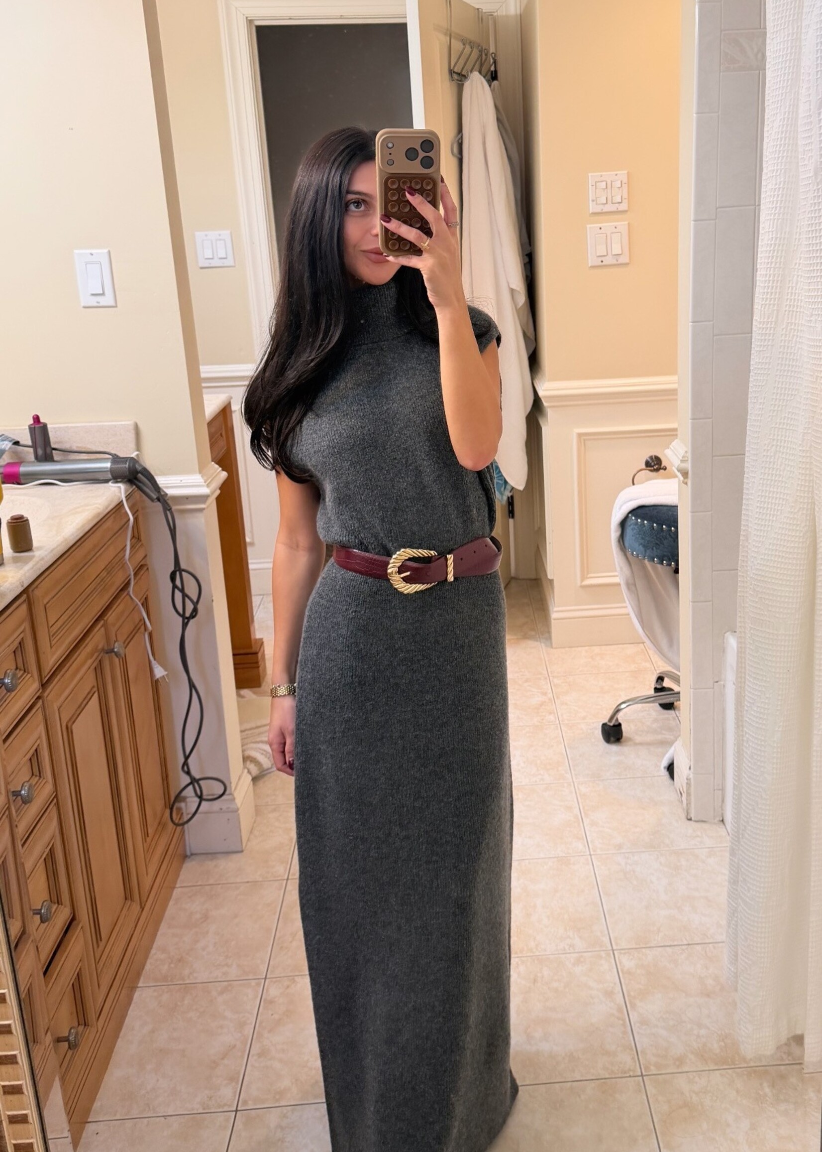 ASTR The Label Charcoal Roxanna Dress