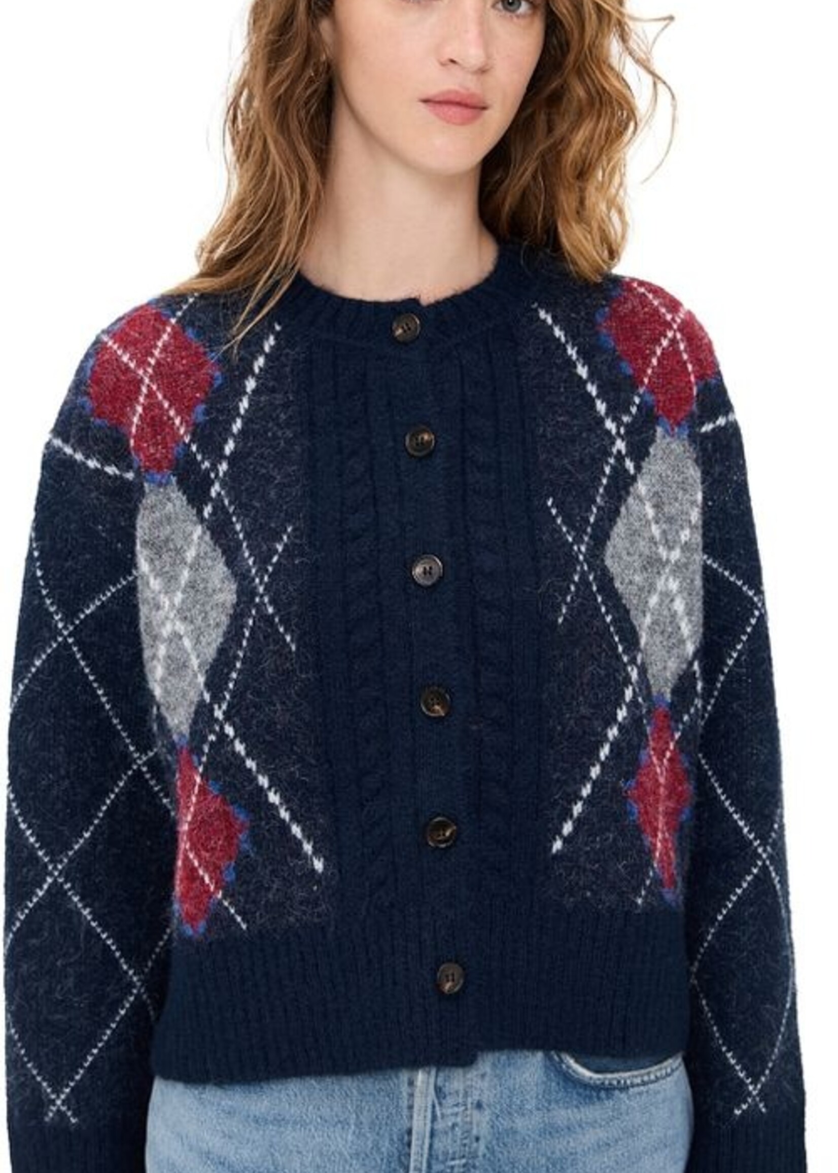 Navy Print Cardi