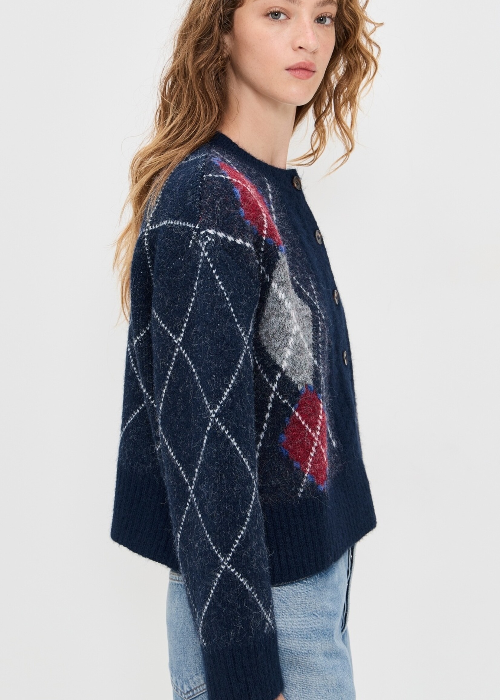 Navy Print Cardi