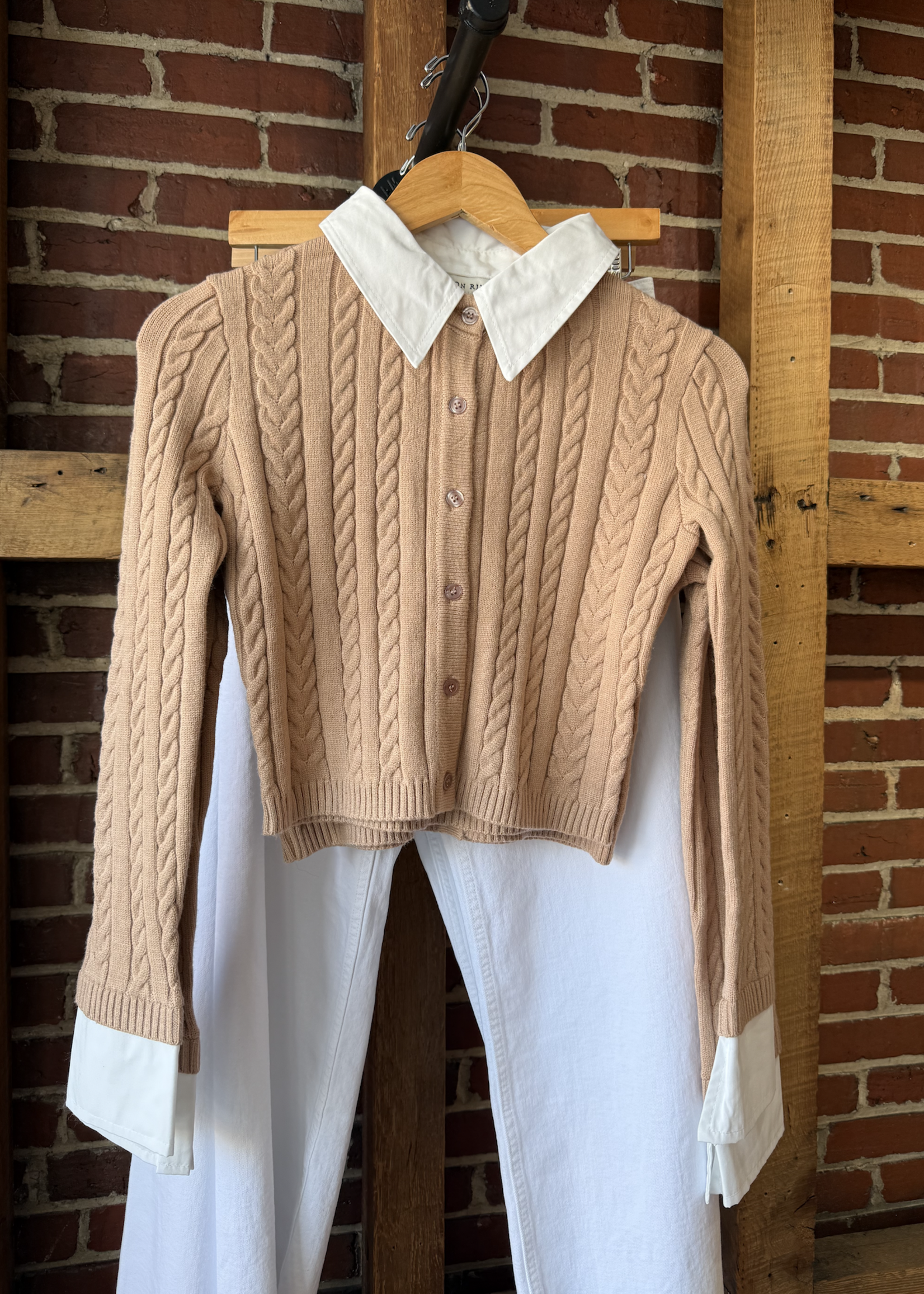 Mixed Media Tan Sweater