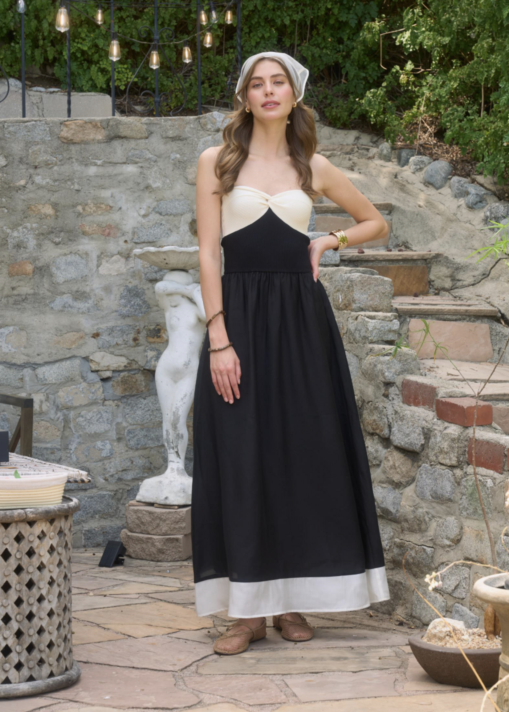 Black Ivory Front Twist Dress