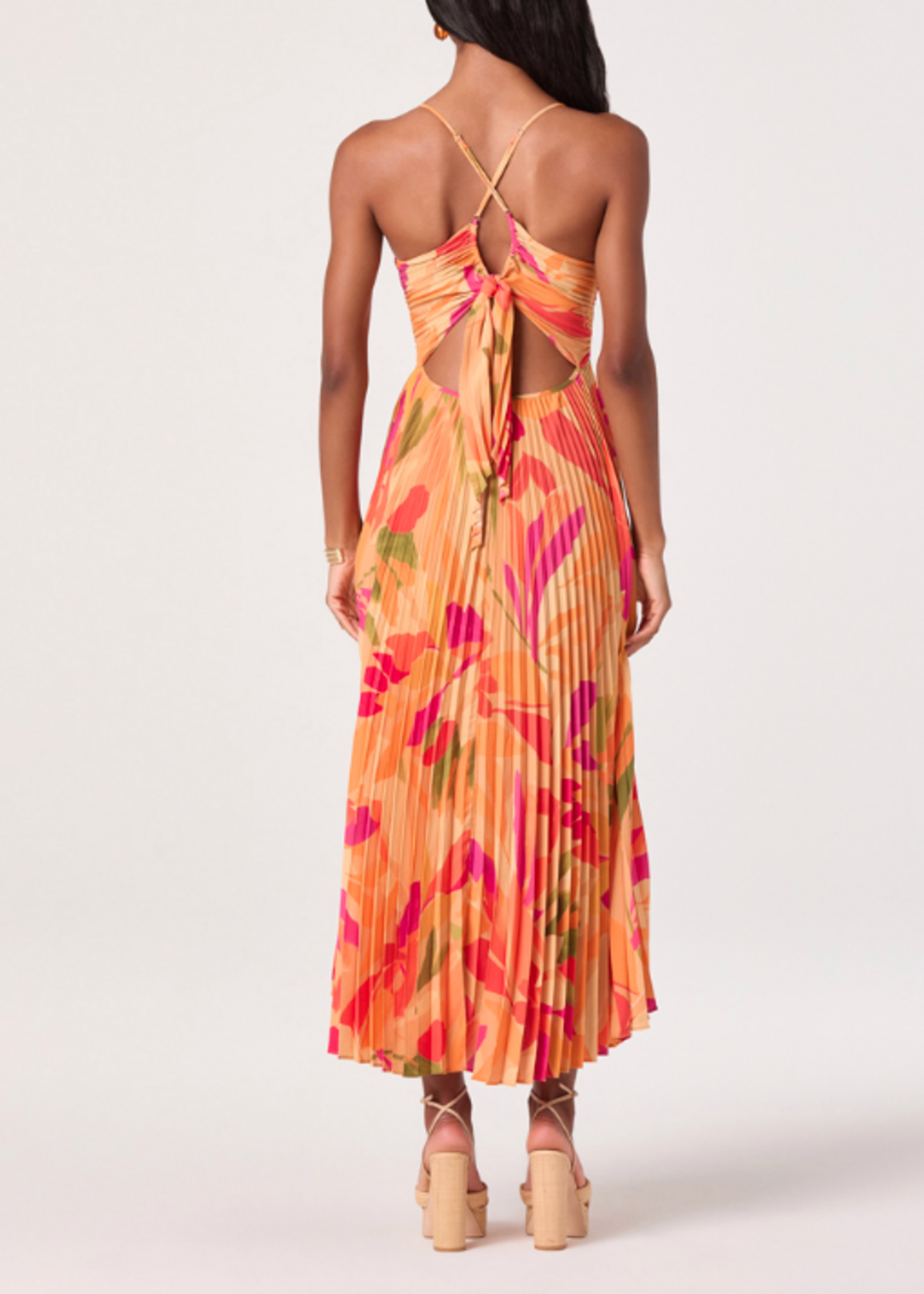 ASTR The Label Orange Floral Blythe Dress