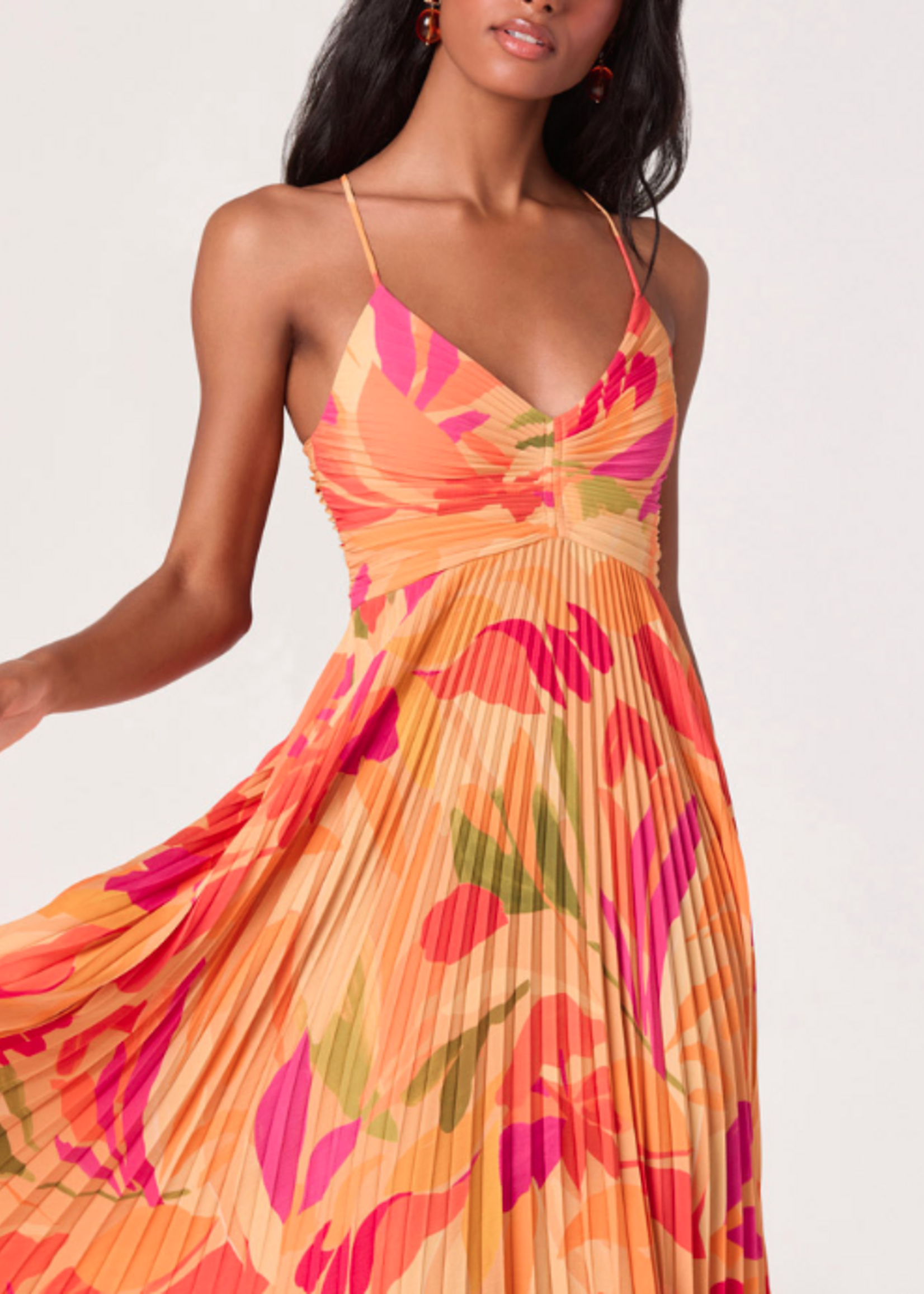 ASTR The Label Orange Floral Blythe Dress