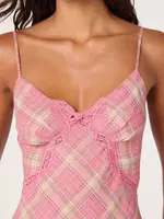 ASTR The Label Pink Plaid Kirsten Top