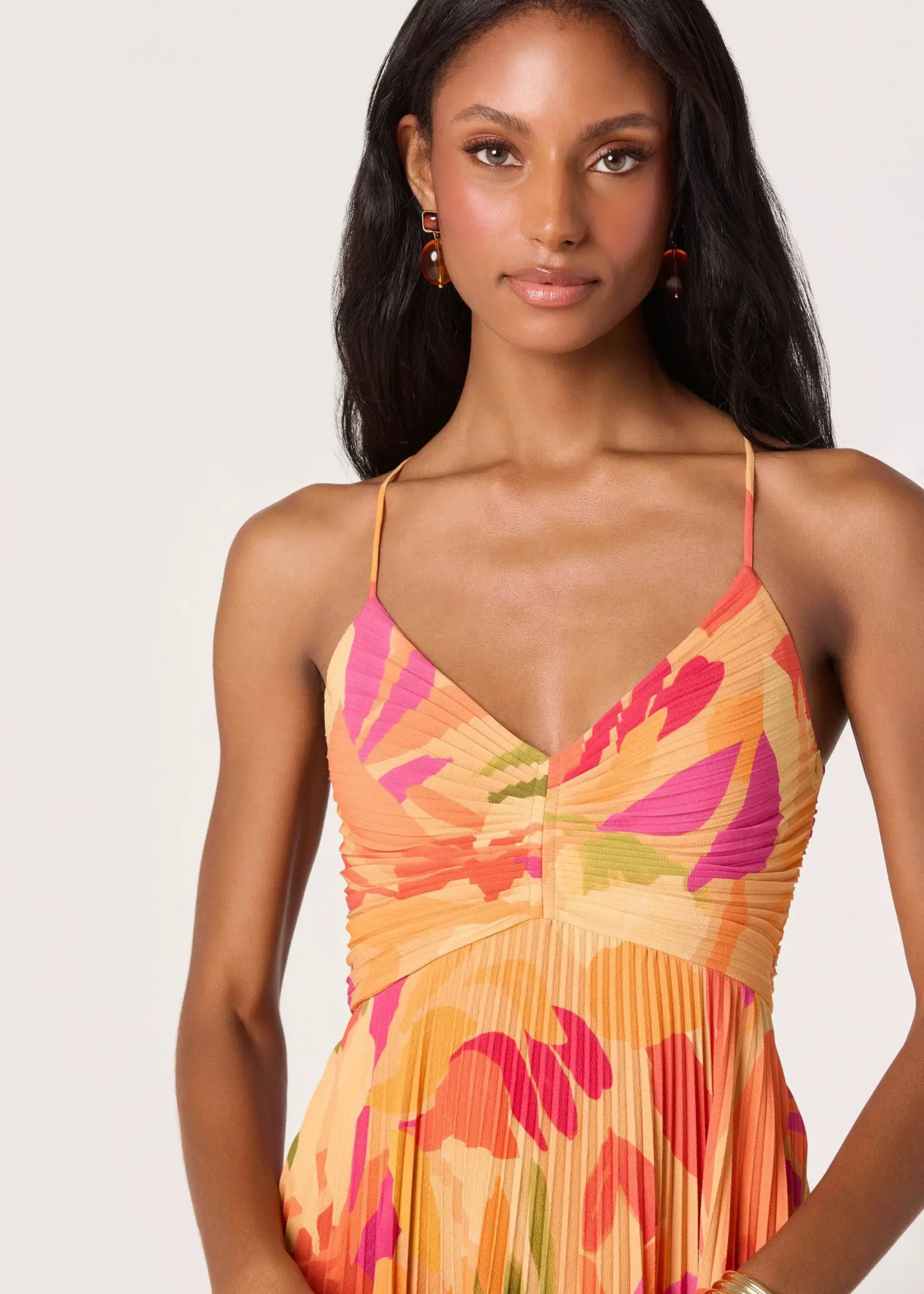 ASTR The Label Orange Floral Blythe Dress
