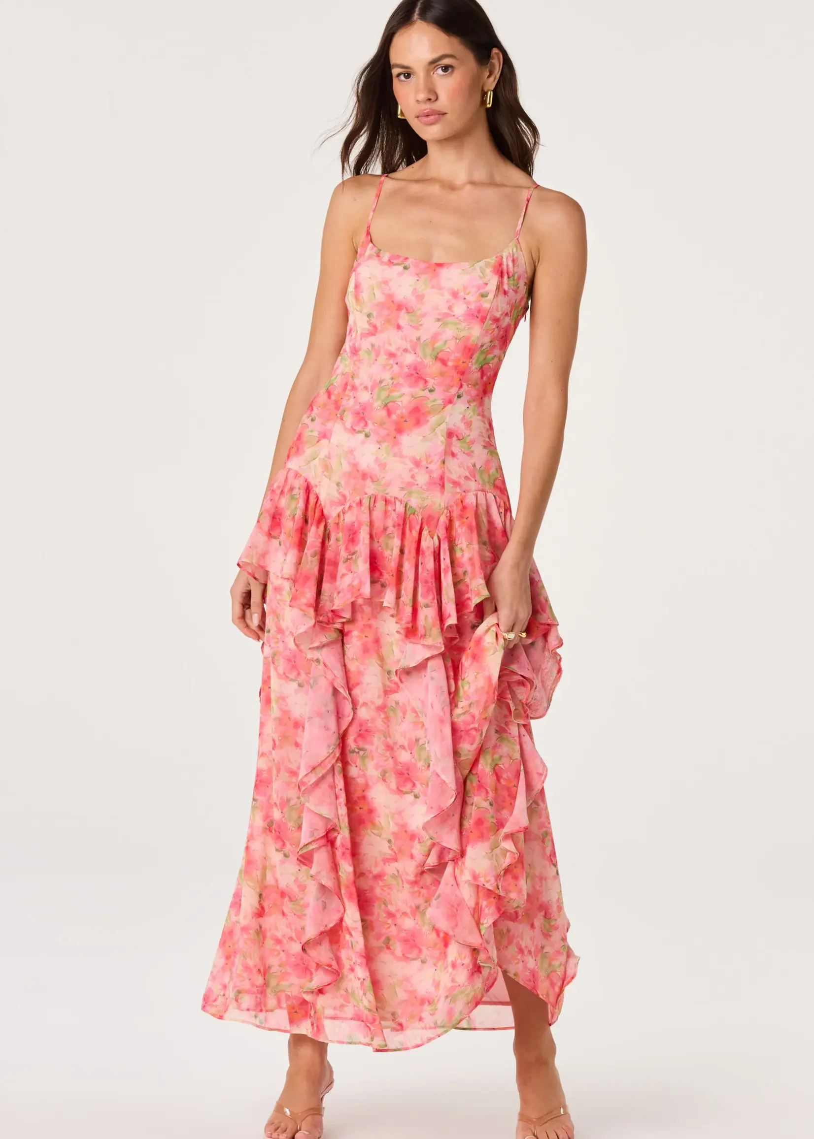 ASTR The Label Pink Floral Livia Dress