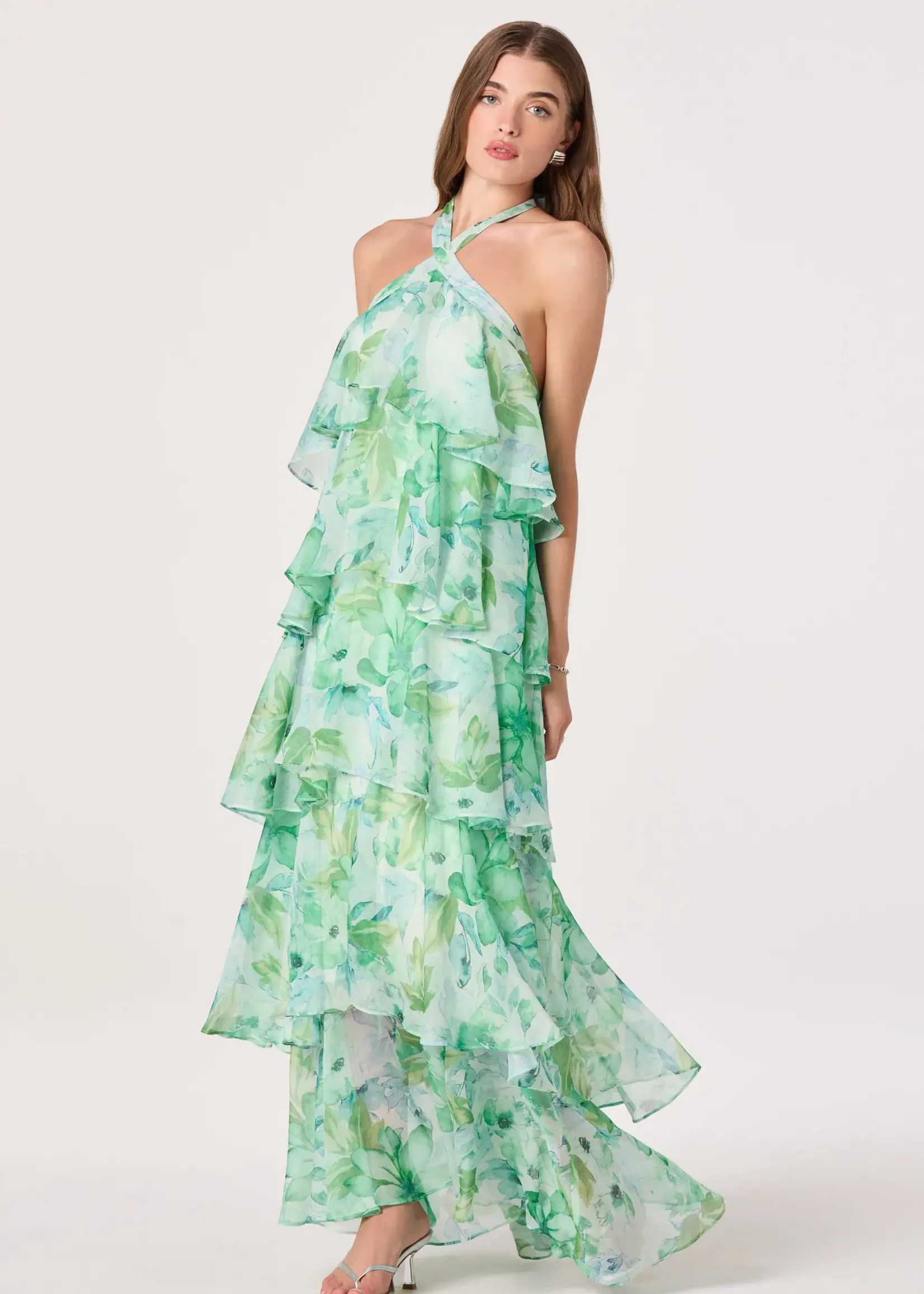 ASTR The Label Green Floral Daiga Dress