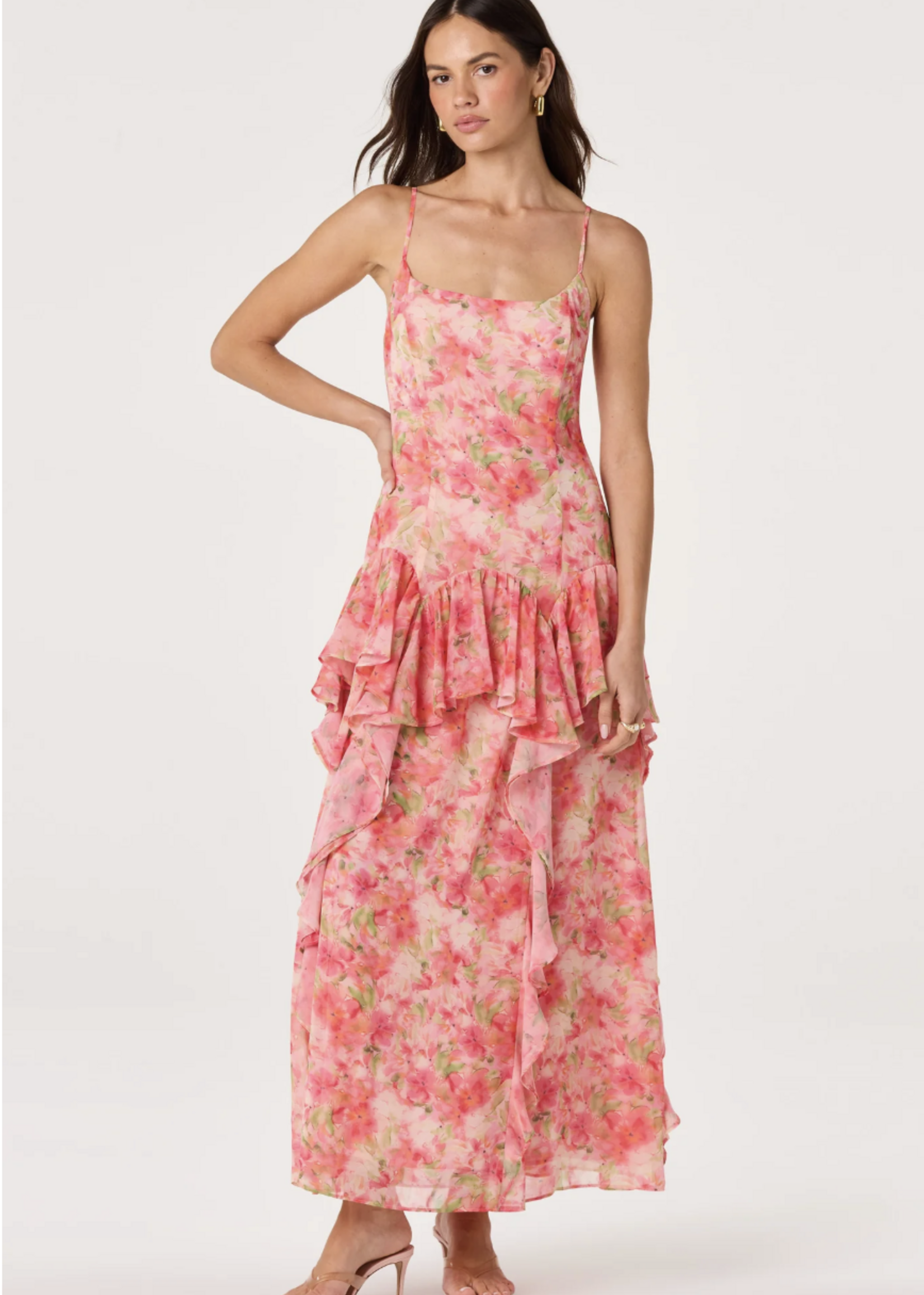 ASTR The Label Pink Floral Livia Dress