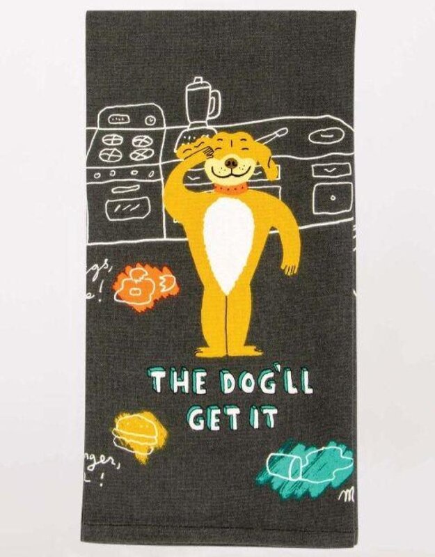 Blue Q The Dog Will Get It Dishtowel