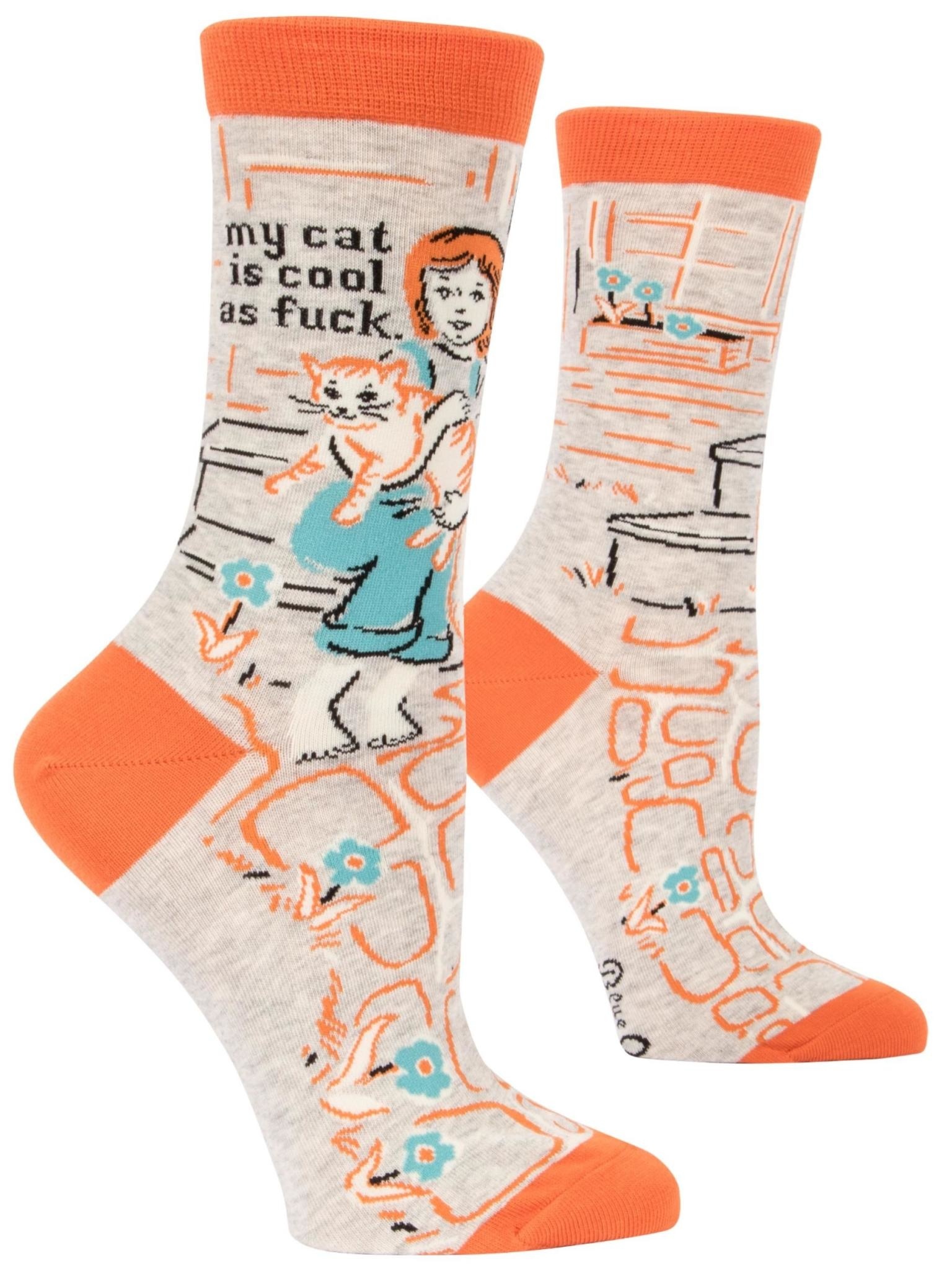 Blue Q My Cat is Cool as F*ck Women's Crew Socks