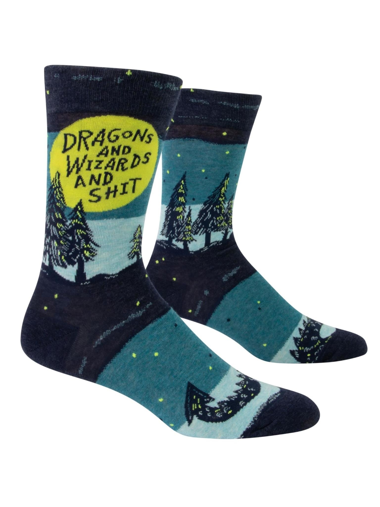 Blue Q Dragons and Wizards and Sh*t Men's Crew Socks
