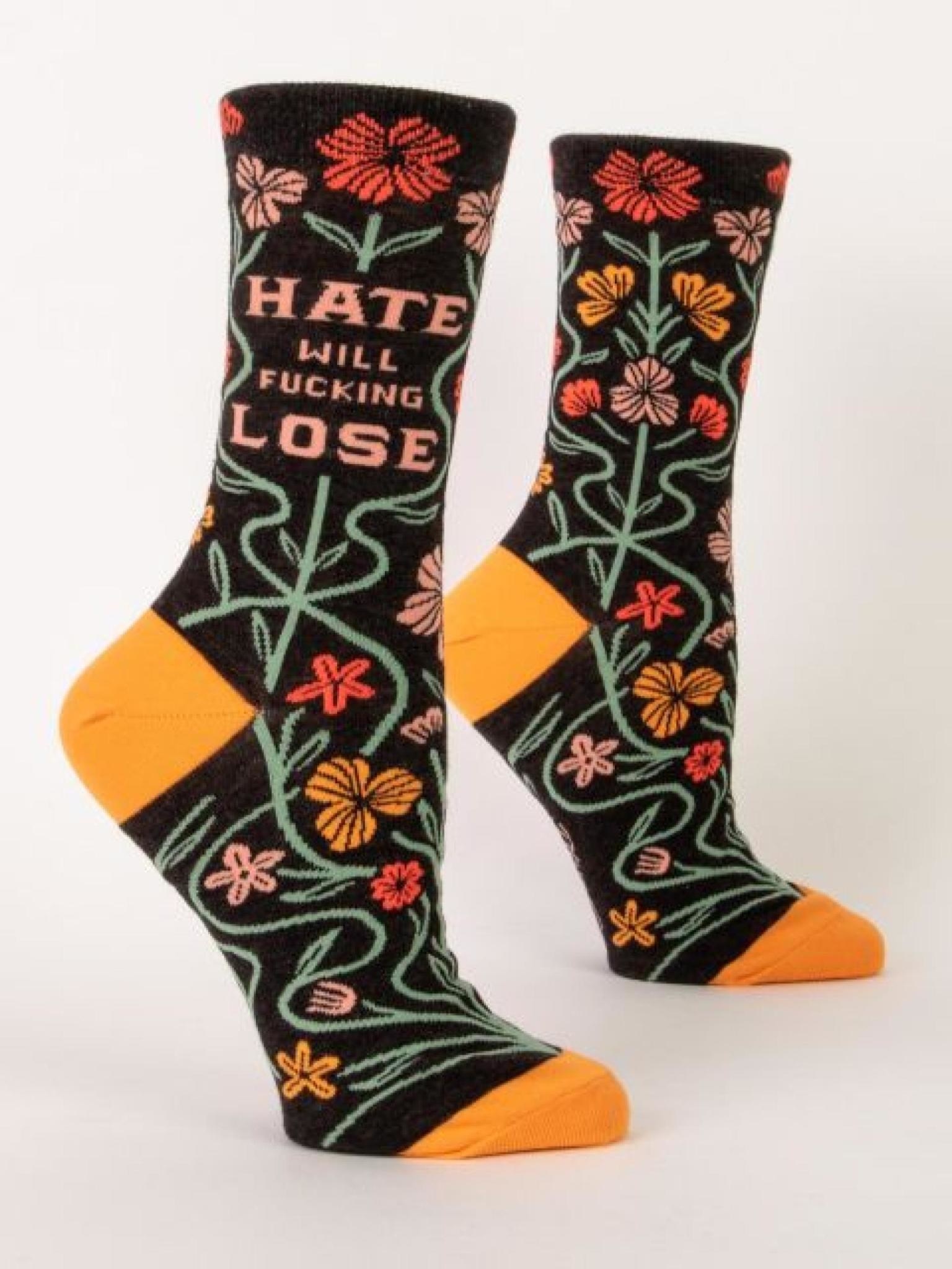 Blue Q Hate Will F*cking Lose Women's Crew Socks