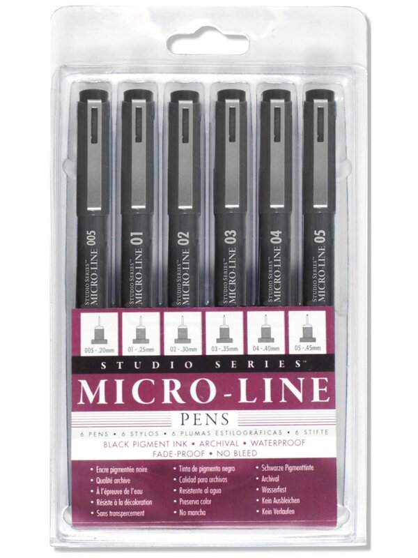 Peter Pauper Studio Series Micro-Line Pens (6)