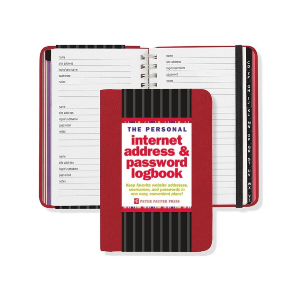 Peter Pauper Red Internet Address & Password Logbook