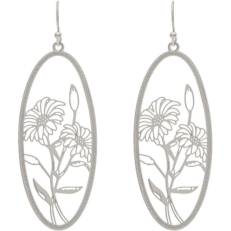 Rain Jewelry Silver Daisy Flower Silhouette Earring