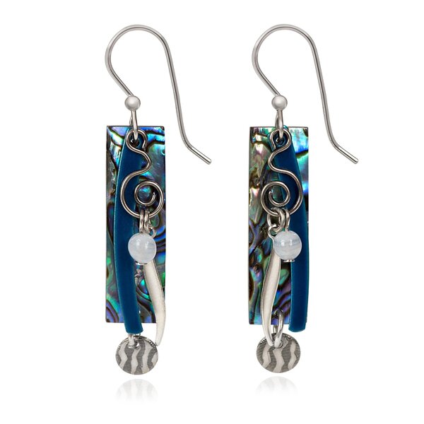 Silver Forest of Vermont Earrings Rectangle Shell w/Coil DP