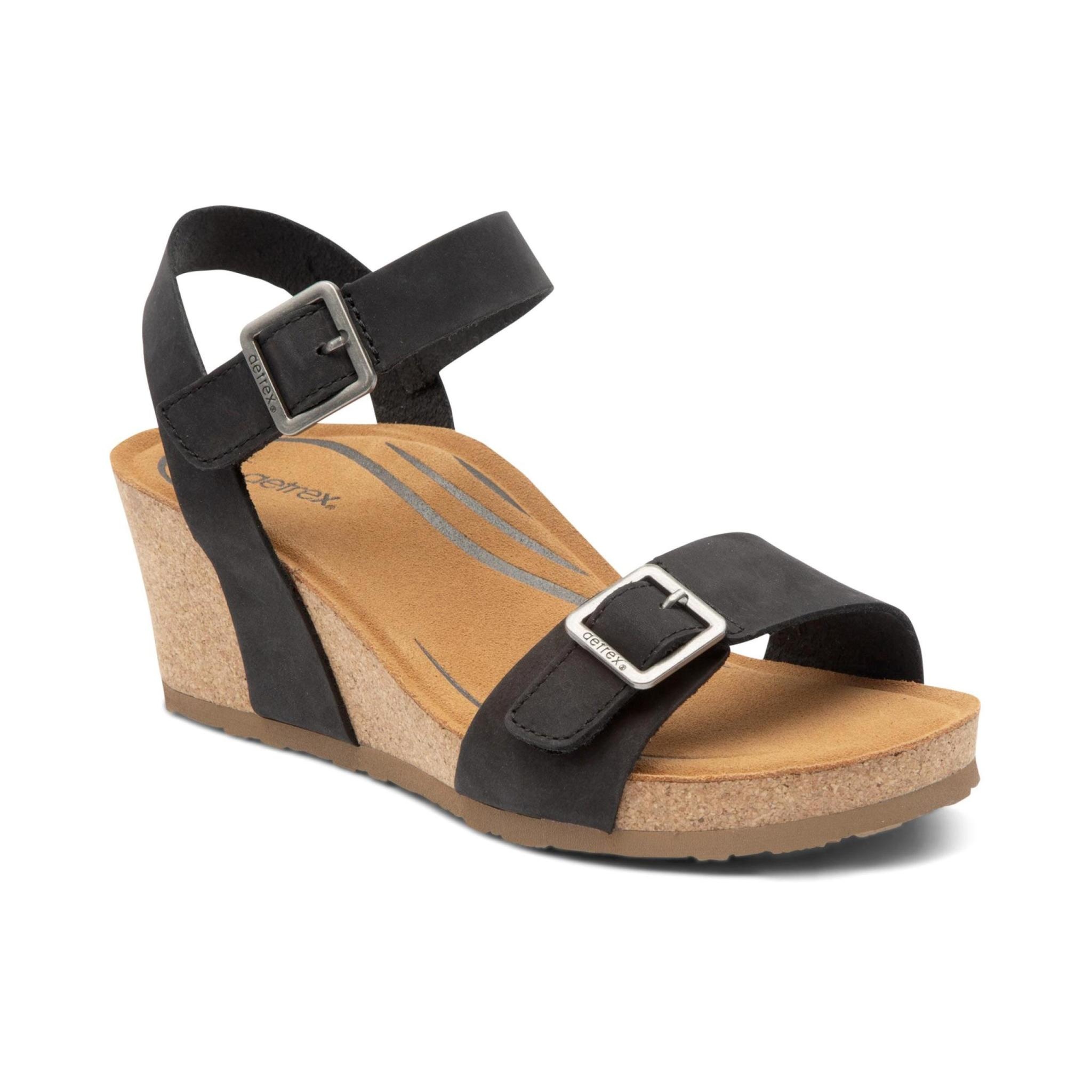 Aetrex Women's Lexa Cork Wedge Quarter Strap Sandal
