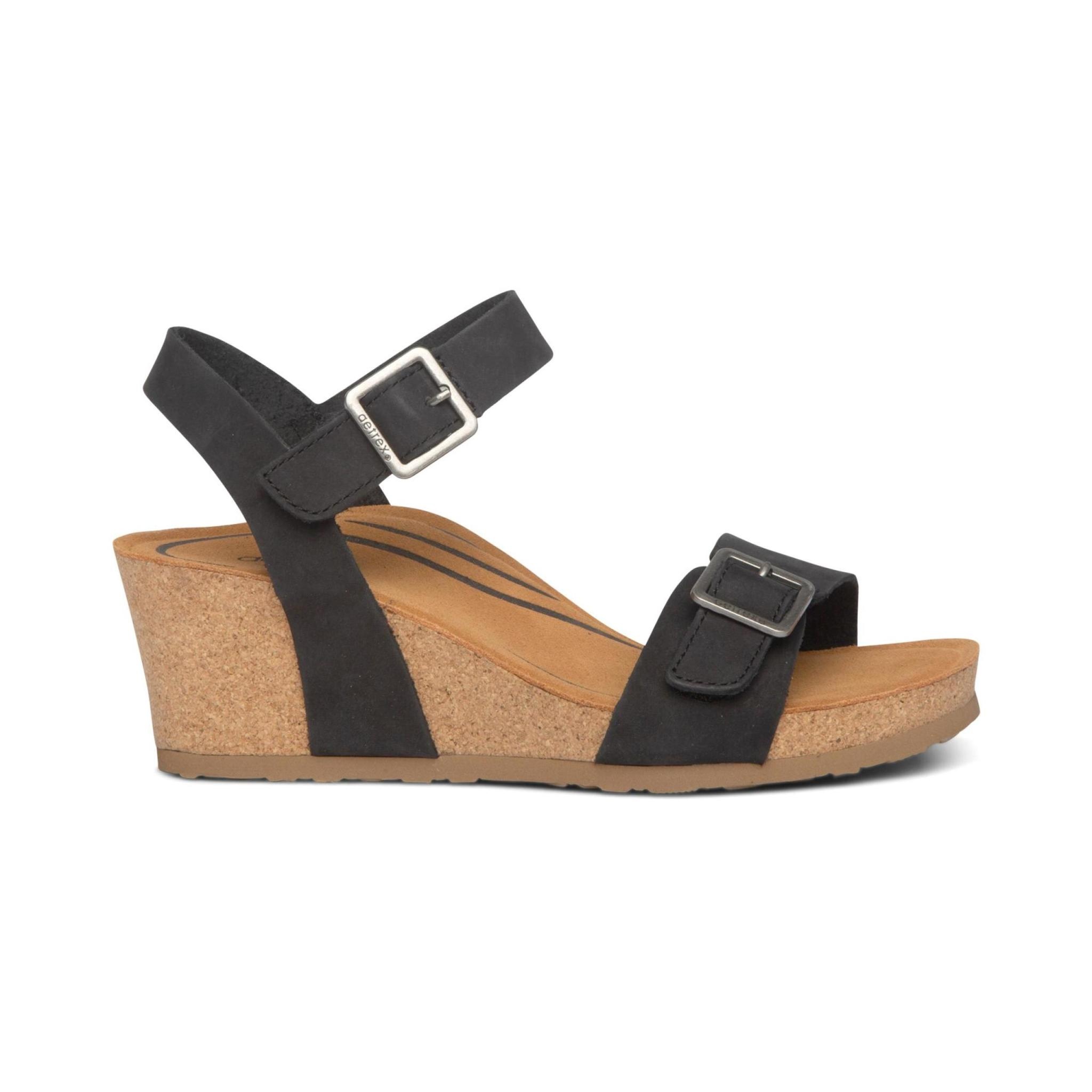 Aetrex Women's Lexa Cork Wedge Quarter Strap Sandal