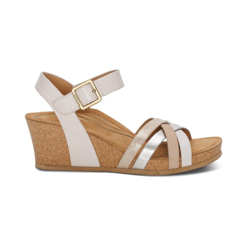 Aetrex Women's Noelle Cork Wedge Quarter Strap Sandal