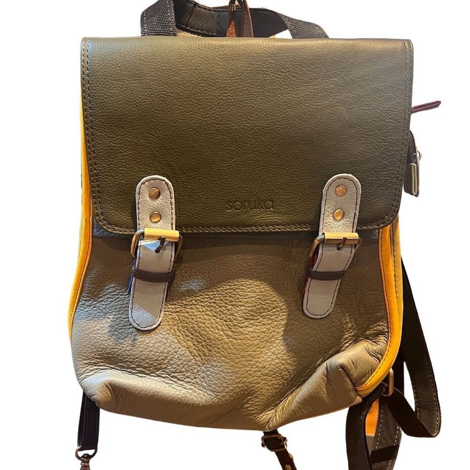 Freya Olive Leather Backpack New Horizons Downtown