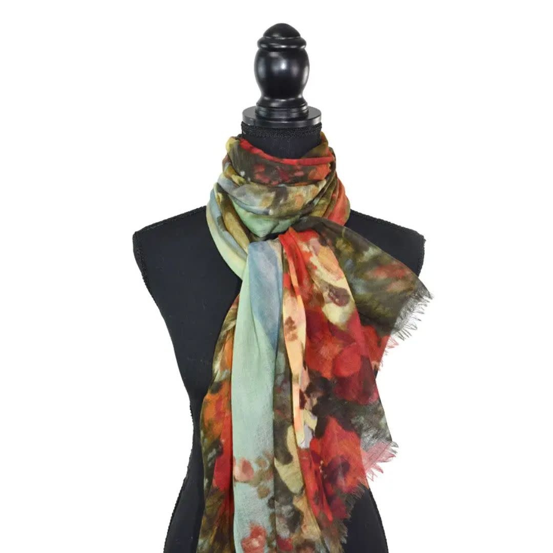 Dupatta Designs Leah Wool/Silk Scarf Wildflowers By The Sea