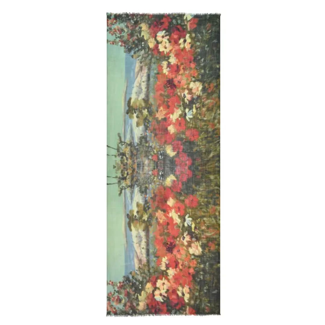 Dupatta Designs Leah Wool/Silk Scarf Wildflowers By The Sea