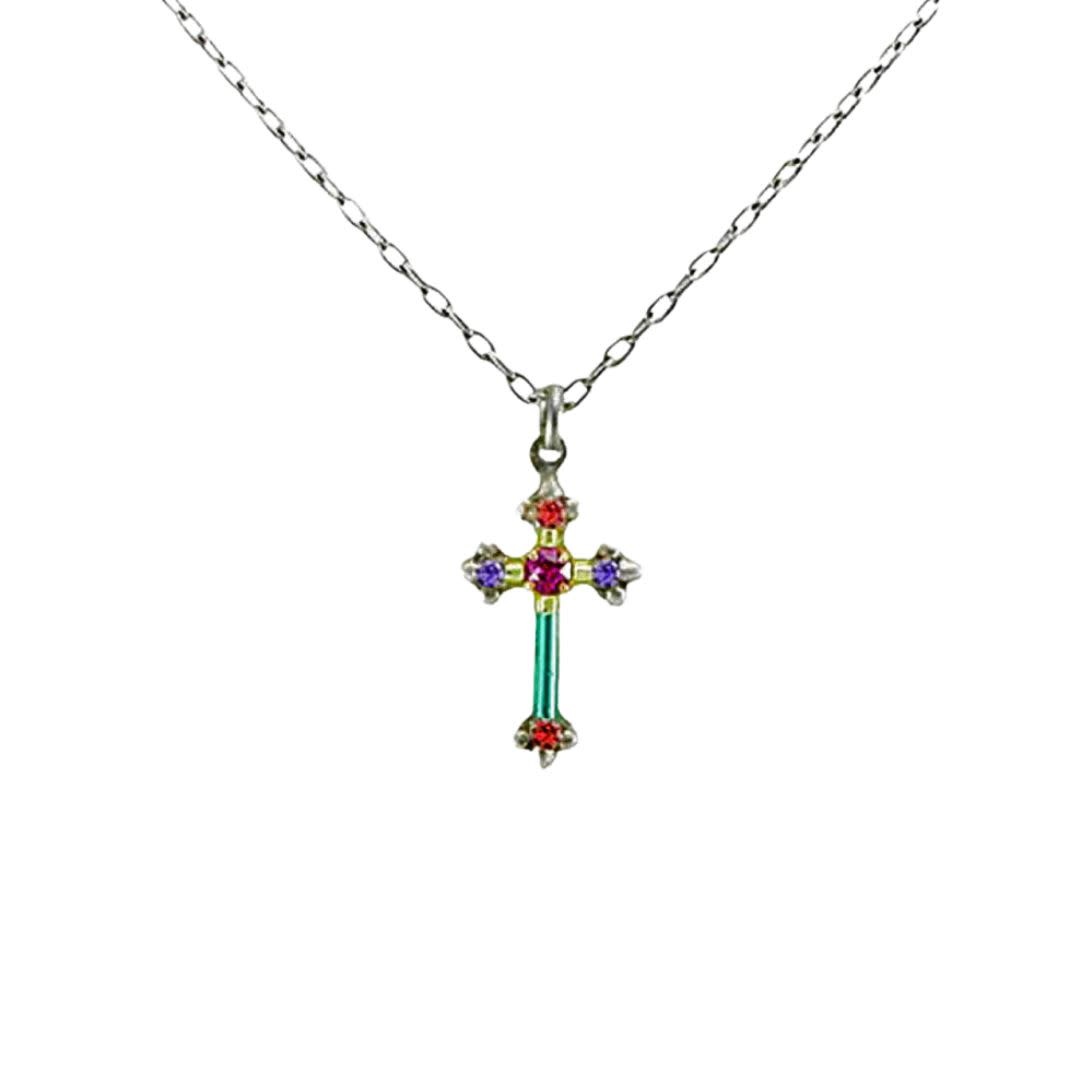 Firefly Dainty Color Cross Necklace - Multicolor