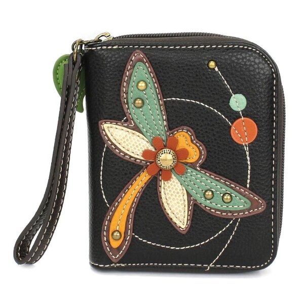 Chala Handbags Zip Around Wallet Dragonfly-black