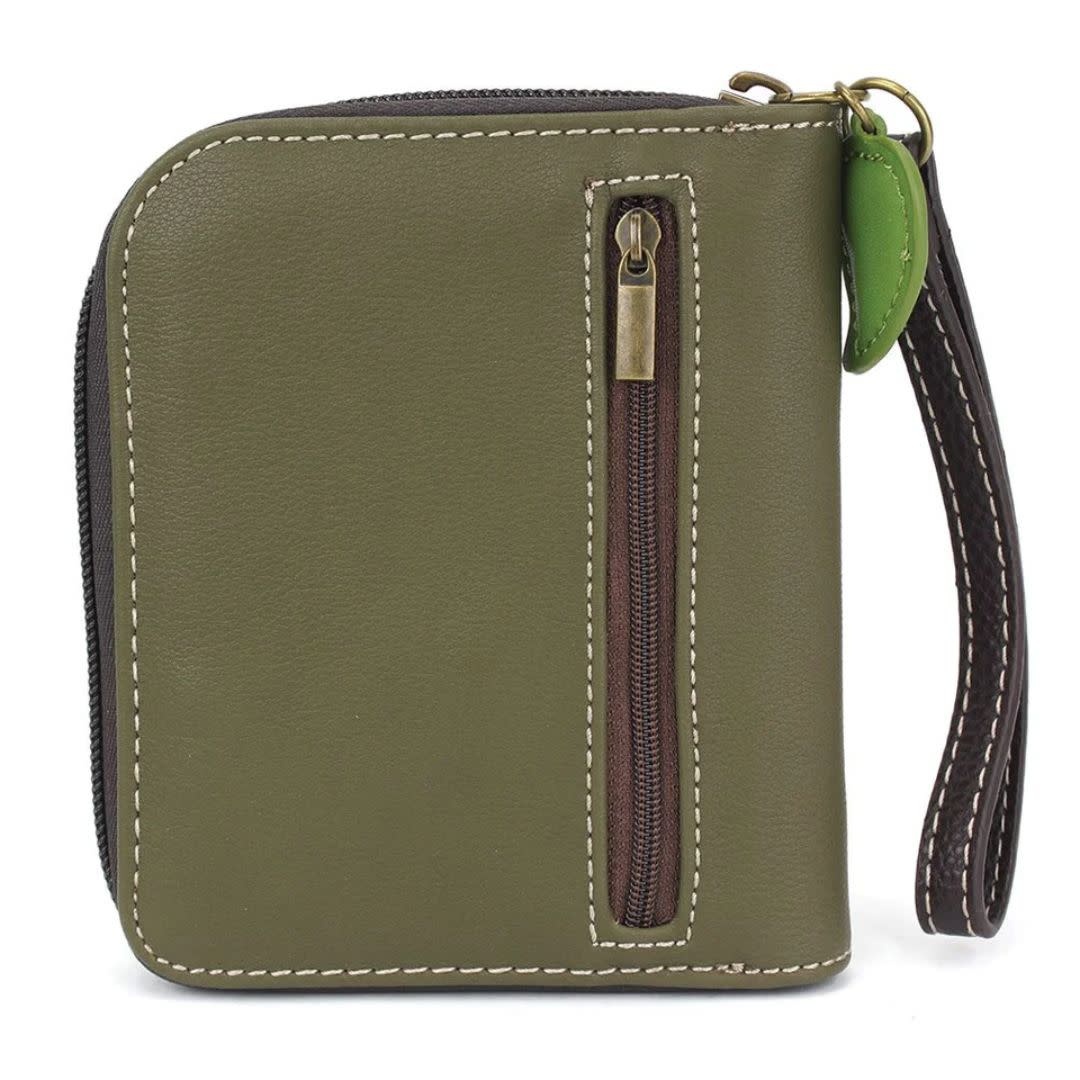 Chala Handbags Zip Around Wallet Owl A-olive