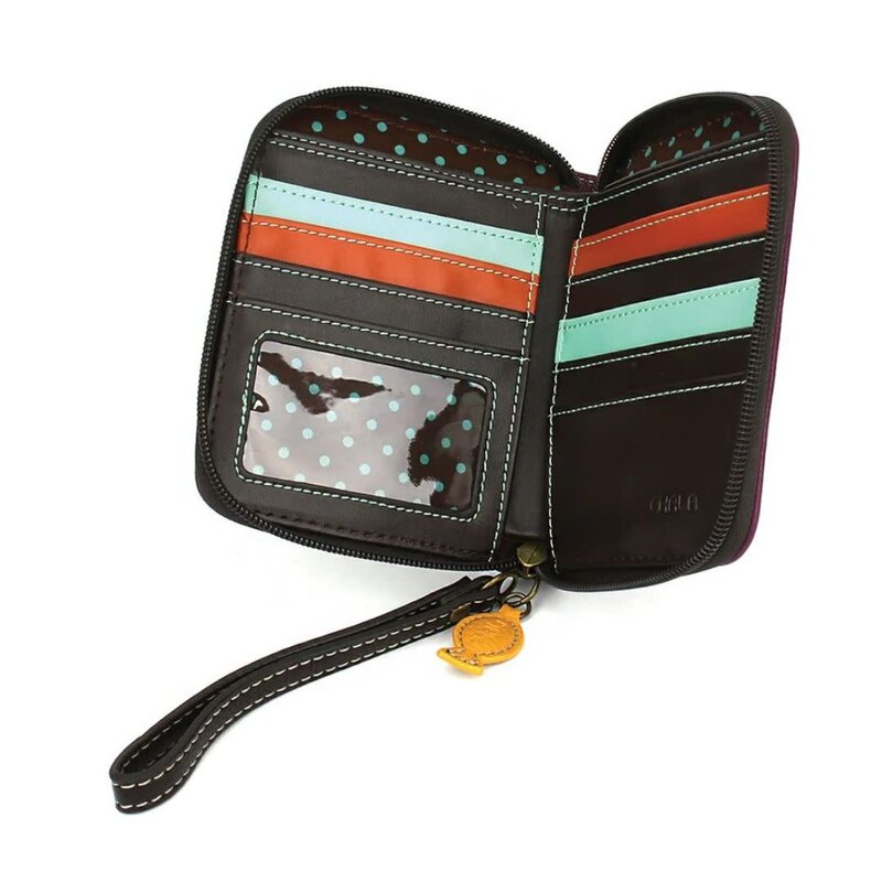 Chala Handbags Zip Around Wallet Tabby Cat -gray/purple