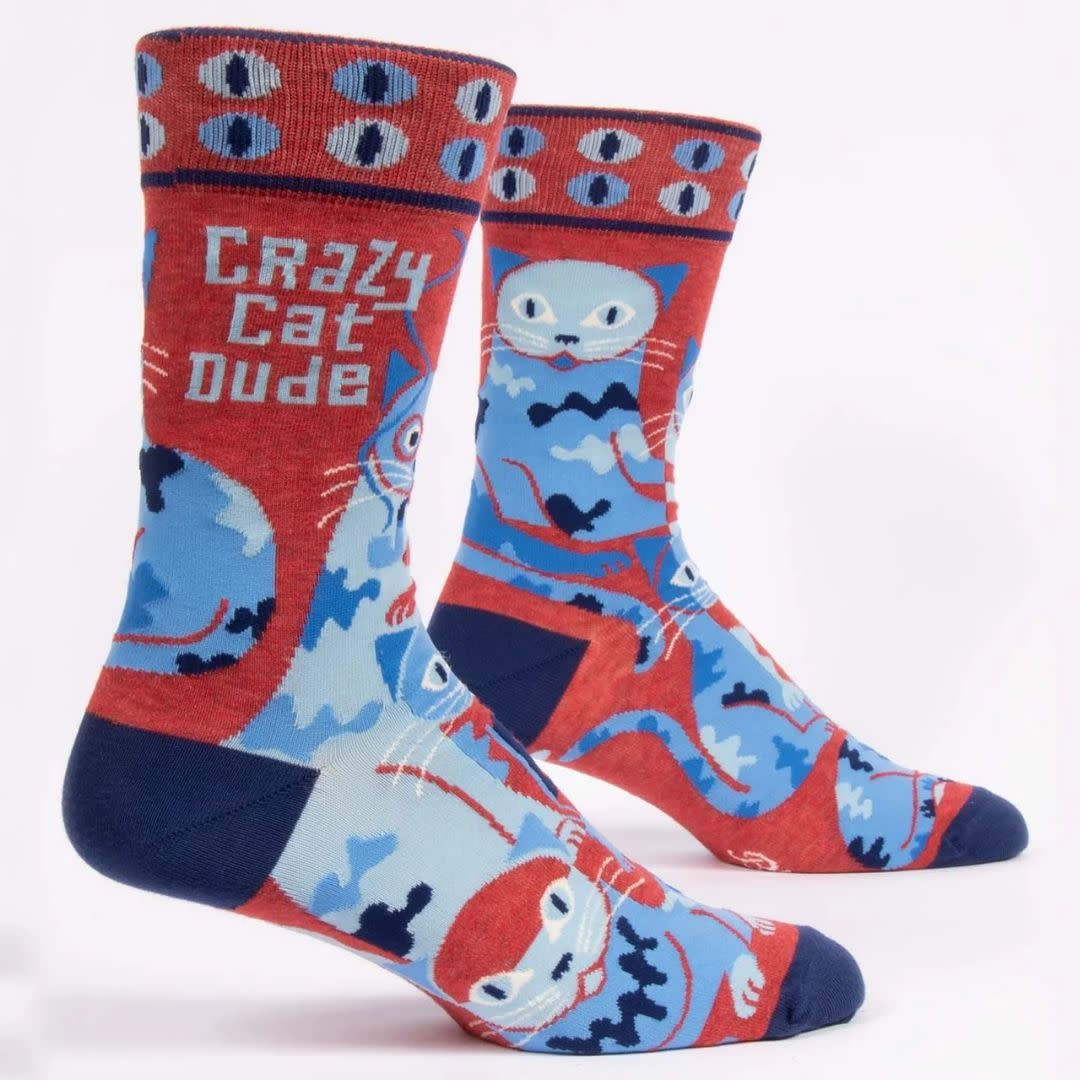 Blue Q Crazy Cat Dude Men's Crew Socks