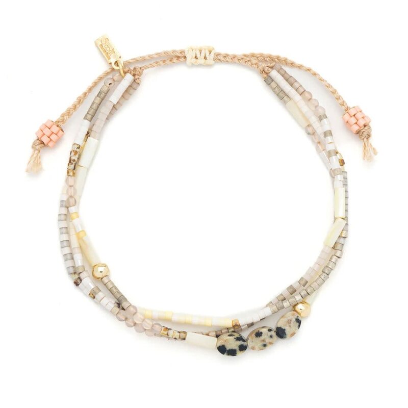 Scout Curated Wears Joy Mixed Media Bracelet Dalmatian Jasper & Gold