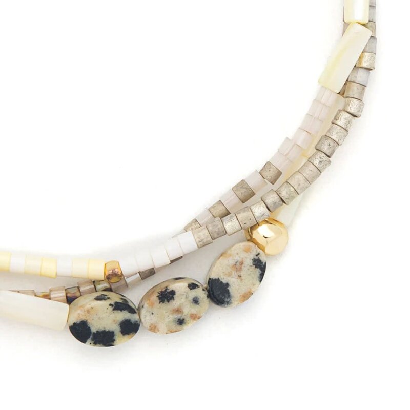 Scout Curated Wears Joy Mixed Media Bracelet Dalmatian Jasper & Gold