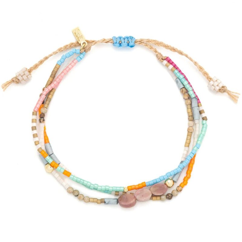 Scout Curated Wears Love Mixed Media Bracelet Rhodochrosite & Gold